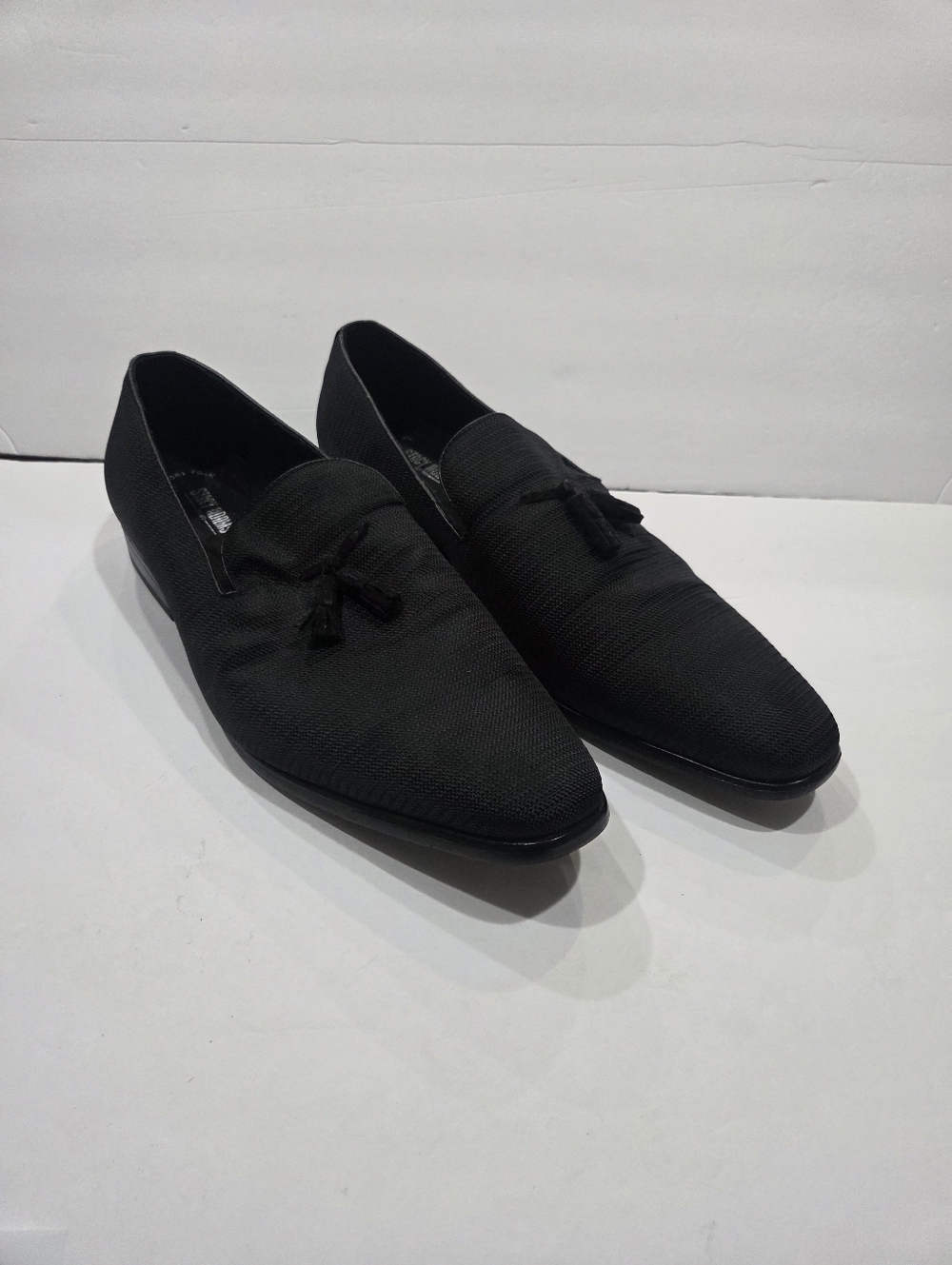 Stacy Adams Black Textured Tassel Slip-On Loafers Sz.14